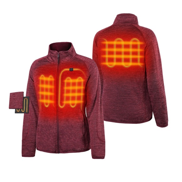 NWT Ororo Women's Heated Full Zip Fleece Jacket Maroon - Picture 2 of 16